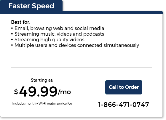 Faster Speed, Starting $49.99 per month